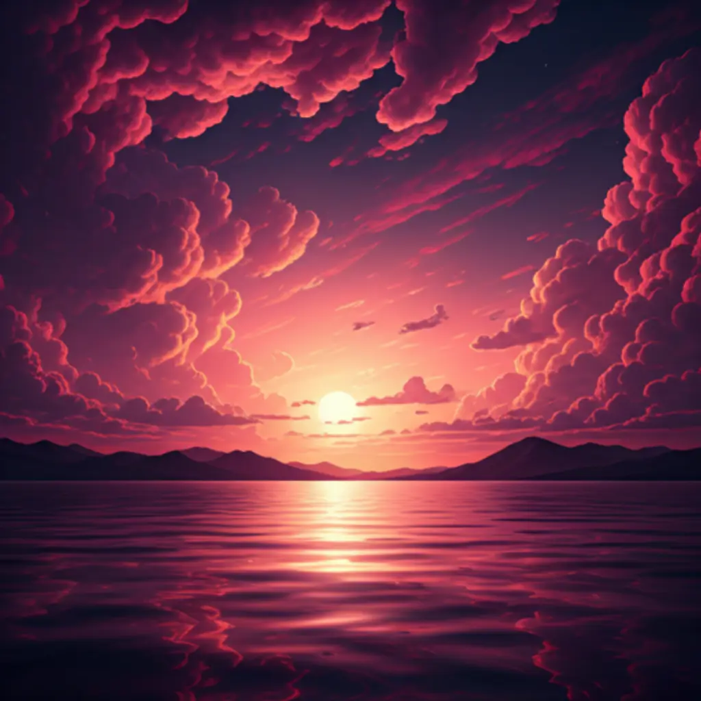 AI-generated cinematic landscape with magenta clouds